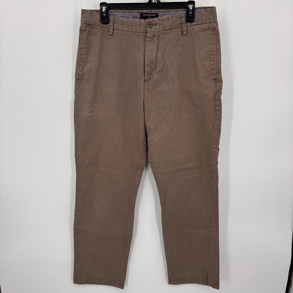 Banana Republic Gavin Chinos Mens 33x32 Brown Excellent Straight Leg Cotton Pant